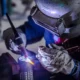 Welder performing tig welding