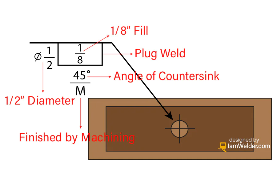 plug weld symbols example in drawing diagram