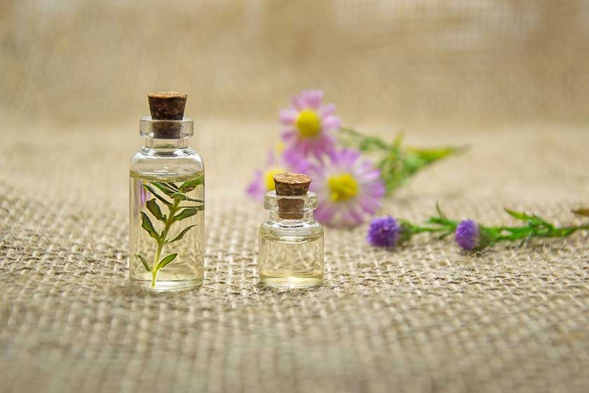 Essential oils glass bottle that can keep a kitchen bin smelling fresh