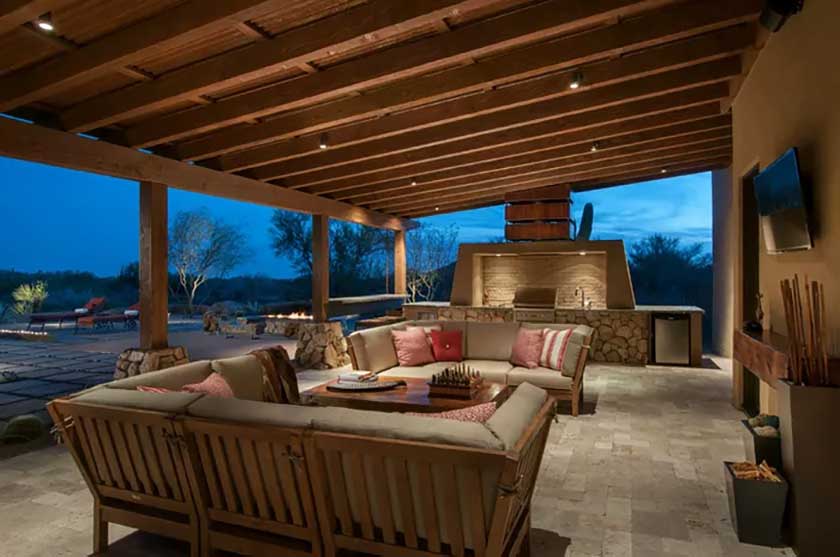 aesthetic outdoor kitchen made from lumber